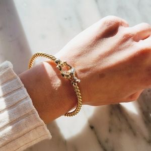 14k solid gold two tone handmade bangle